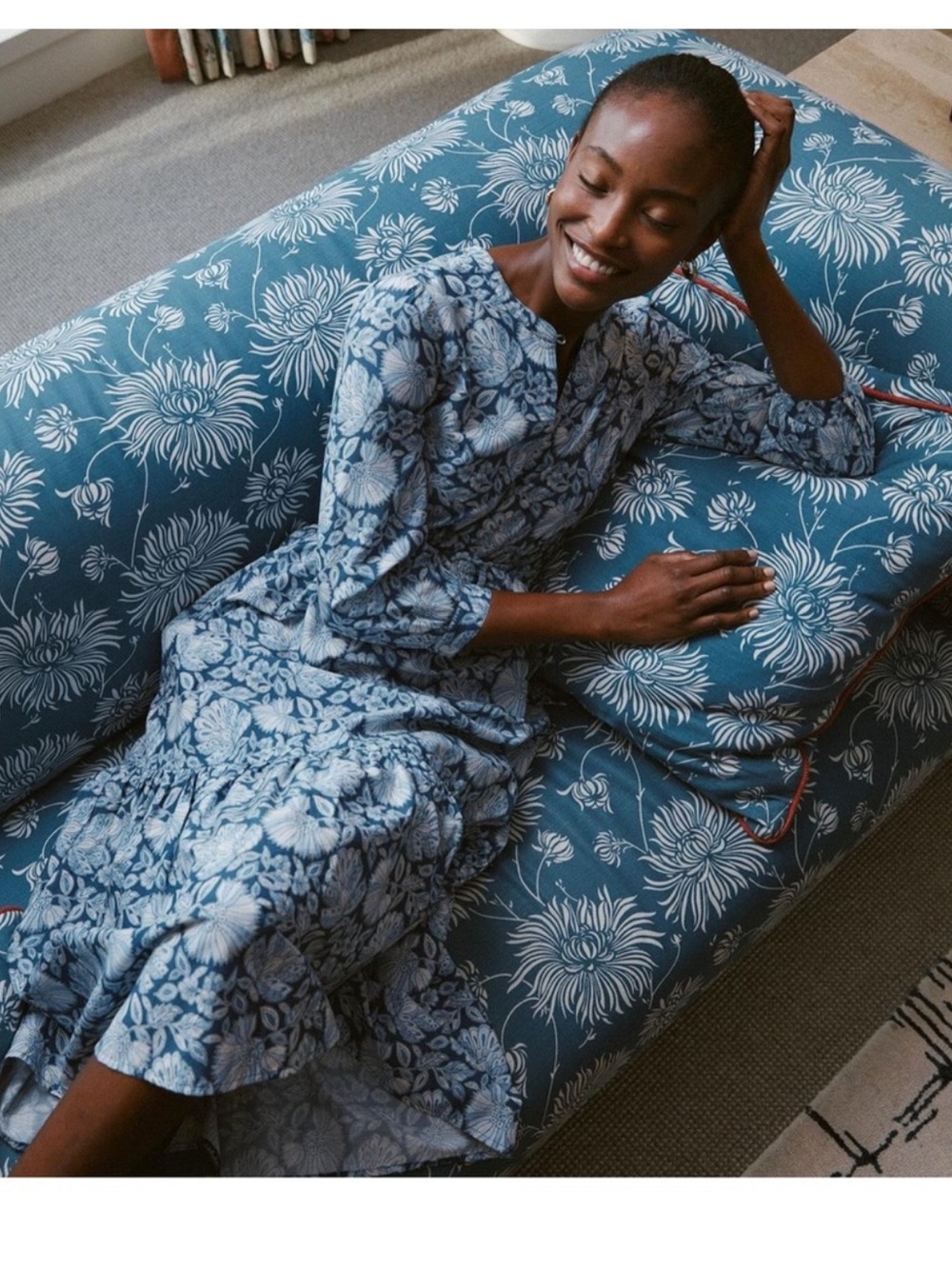NWT J.McLaughlin Silk Cotton Floral Round Split V-Neck 3/4 Bishop Sleeve Dress - Picture 4 of 12